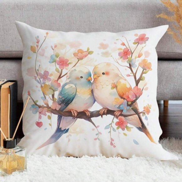 Bird Couple Pastel Pillow Cover 18 X 18 inch NWT - Picture 2 of 4